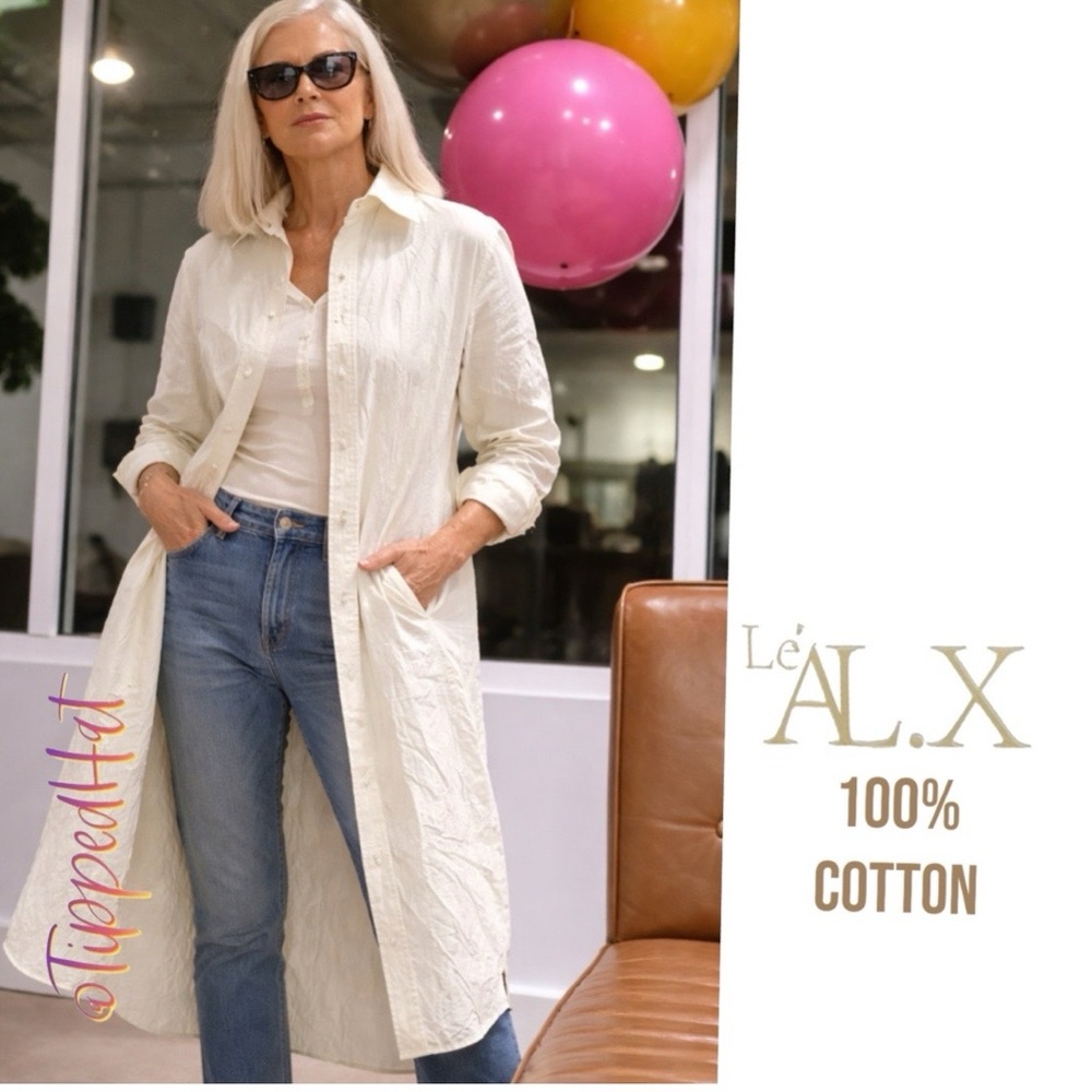 NWT $169 Le’ AL.X Crinkled Cotton Shirt Dress / Jacket XS